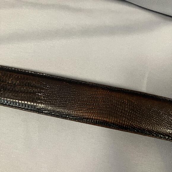 Tino Cosma Belt Mens 38 Genuine Leather Solid Brass Made Italy Dress Accessory - Picture 13 of 16